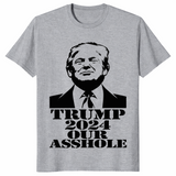 Sport grey Trump 2024 satire t-shirt with black poster-style print