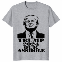 Sport grey Trump 2024 satire t-shirt with black poster-style print