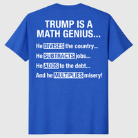 Royal blue trump divides the country shirt back print