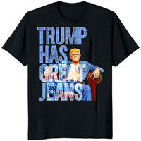 Trump Has Great Jeans Shirt denim shirt in western denim style black color