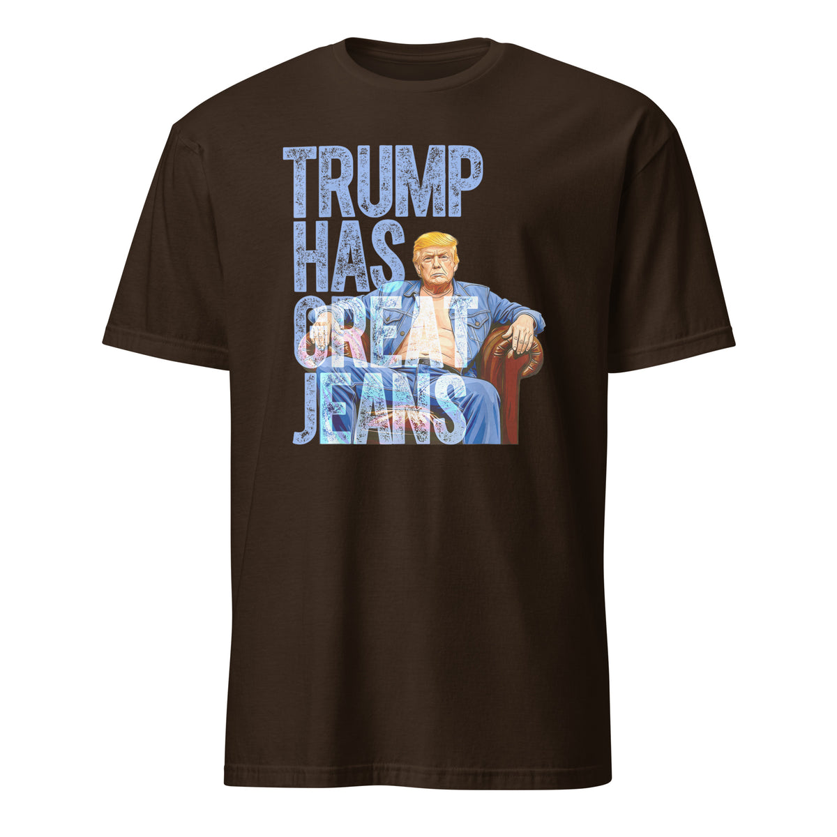 Trump Has Great Jeans Shirt denim shirt in western denim style dark chocolate color