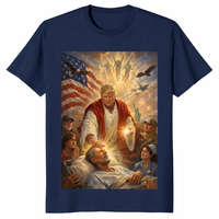 Trump Jesus shirt on navy religious political statement t-shirt