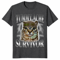 Tummy ache survivor shirt in dark heather grey unisex cotton tee