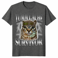 Tummy ache survivor shirt in dark heather unisex cotton tee