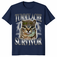Tummy ache survivor shirt in navy unisex cotton tee