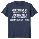 Heather navy two white monsters shirt front print