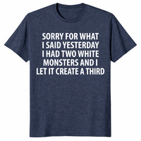 Heather navy two white monsters shirt front print