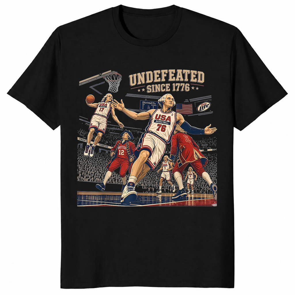 Undefeated since 1776 shirt in black 4th of July patriotic tee