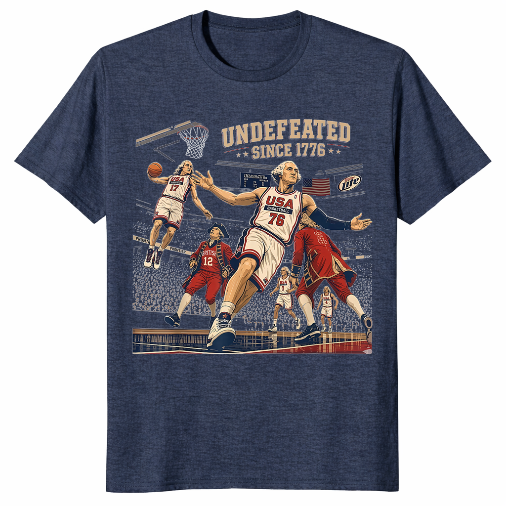 Undefeated since 1776 shirt in heather navy patriotic July 4th gift
