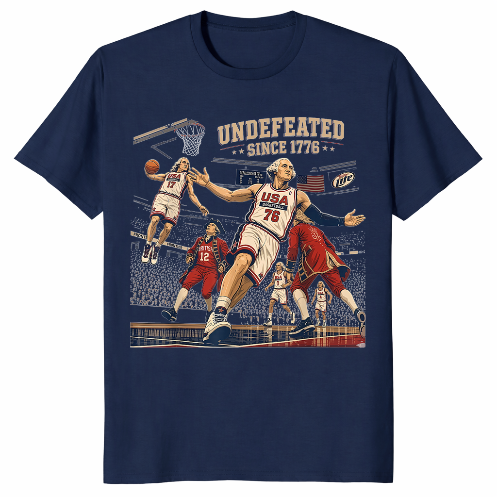 Undefeated since 1776 shirt in navy Independence Day patriotic design