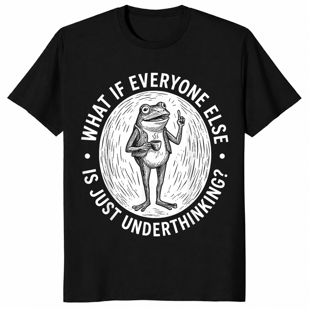 Underthinking frog shirt in black unisex cotton tee