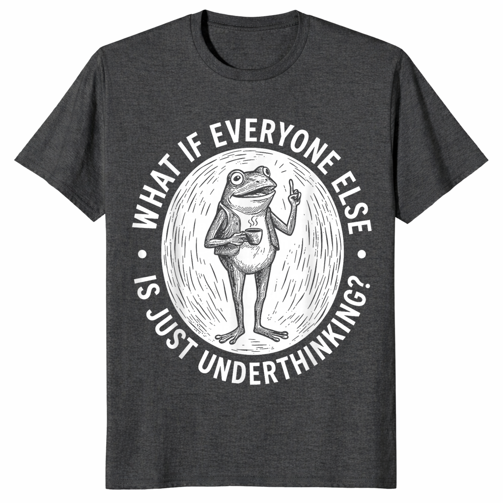 Underthinking frog shirt in dark heather grey unisex cotton tee