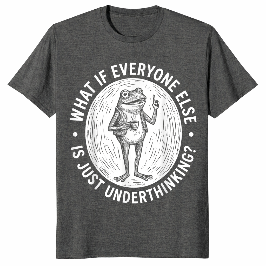 Underthinking frog shirt in dark heather unisex cotton tee