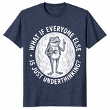 Underthinking frog shirt in heather navy unisex cotton tee