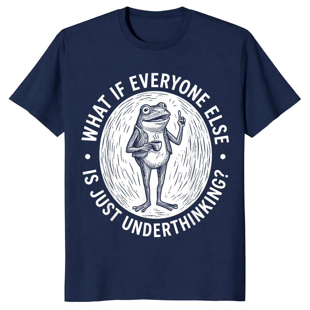 Underthinking frog shirt in navy unisex cotton tee
