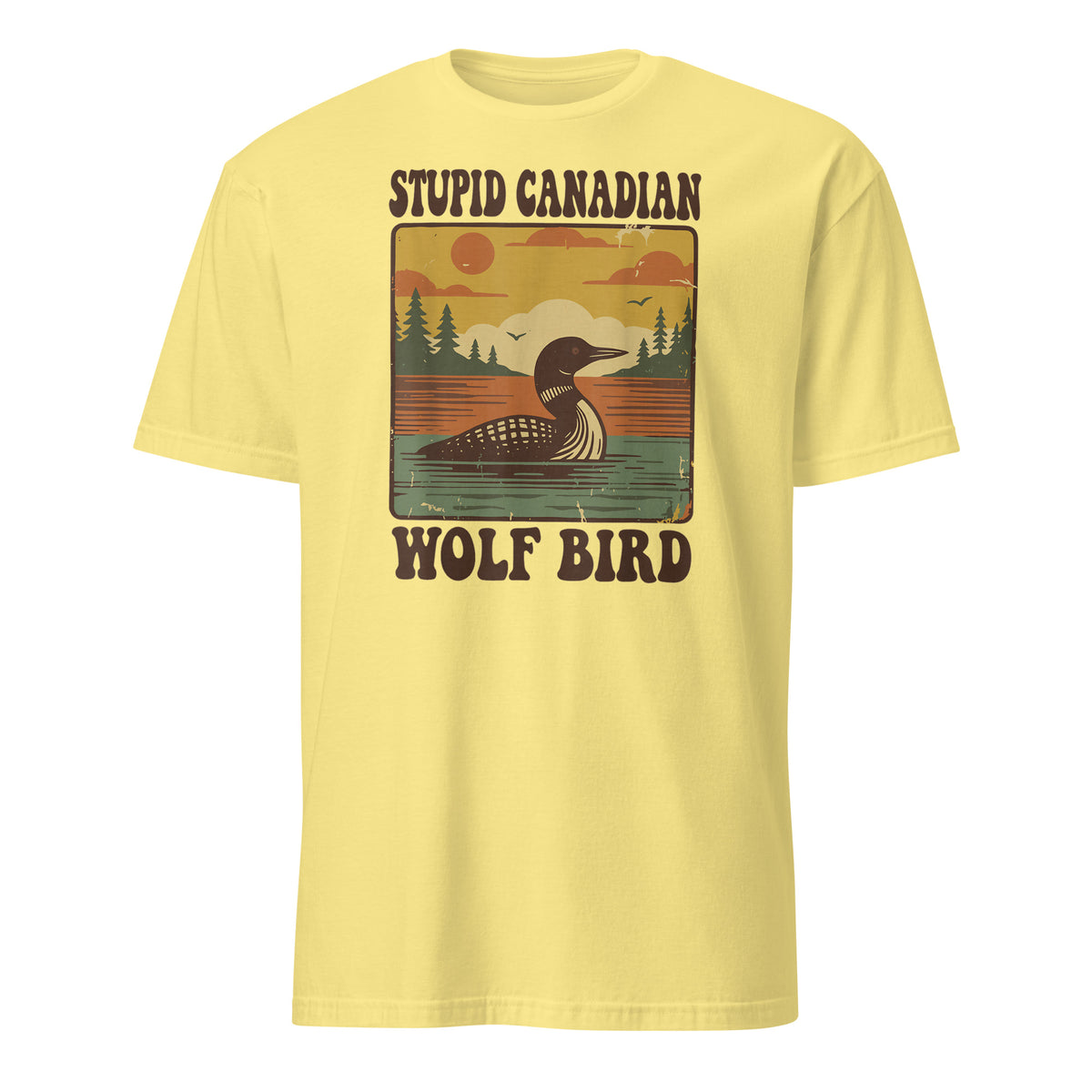 Stupid Canadian Wolf Bird Shirt – Funny Loon T-Shirt | Vintage Wolf Bird Graphic Tee by Cuccico | Cuccico