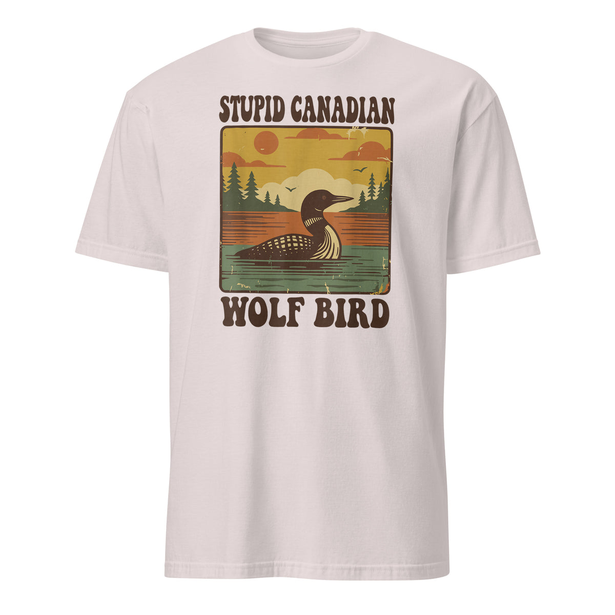Stupid Canadian Wolf Bird Shirt – Funny Loon T-Shirt | Vintage Wolf Bird Graphic Tee by Cuccico | Cuccico