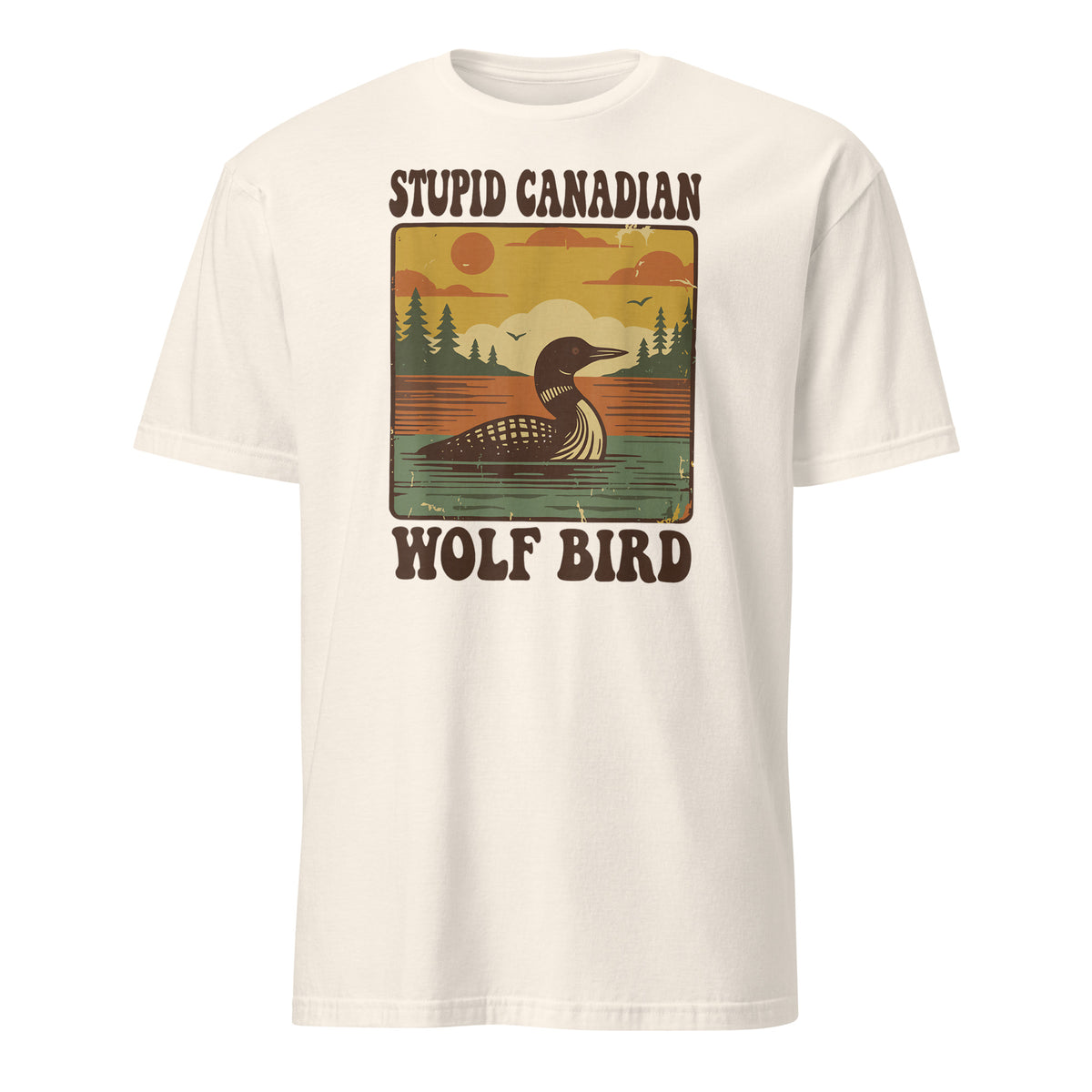 Stupid Canadian Wolf Bird Shirt – Funny Loon T-Shirt | Vintage Wolf Bird Graphic Tee by Cuccico | Cuccico