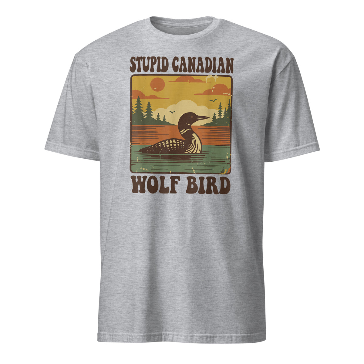 Stupid Canadian Wolf Bird Shirt – Funny Loon T-Shirt | Vintage Wolf Bird Graphic Tee by Cuccico | Cuccico