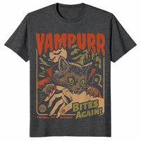 Vampire cat shirt in dark heather grey
