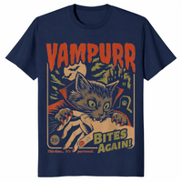 Vampire cat shirt in navy
