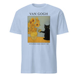 Van Gogh Cat Shirt featuring Black Cat and Sunflowers in Light Blue by Cuccico