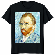 Van Gogh Self Portrait T Shirt front view on black unisex tee