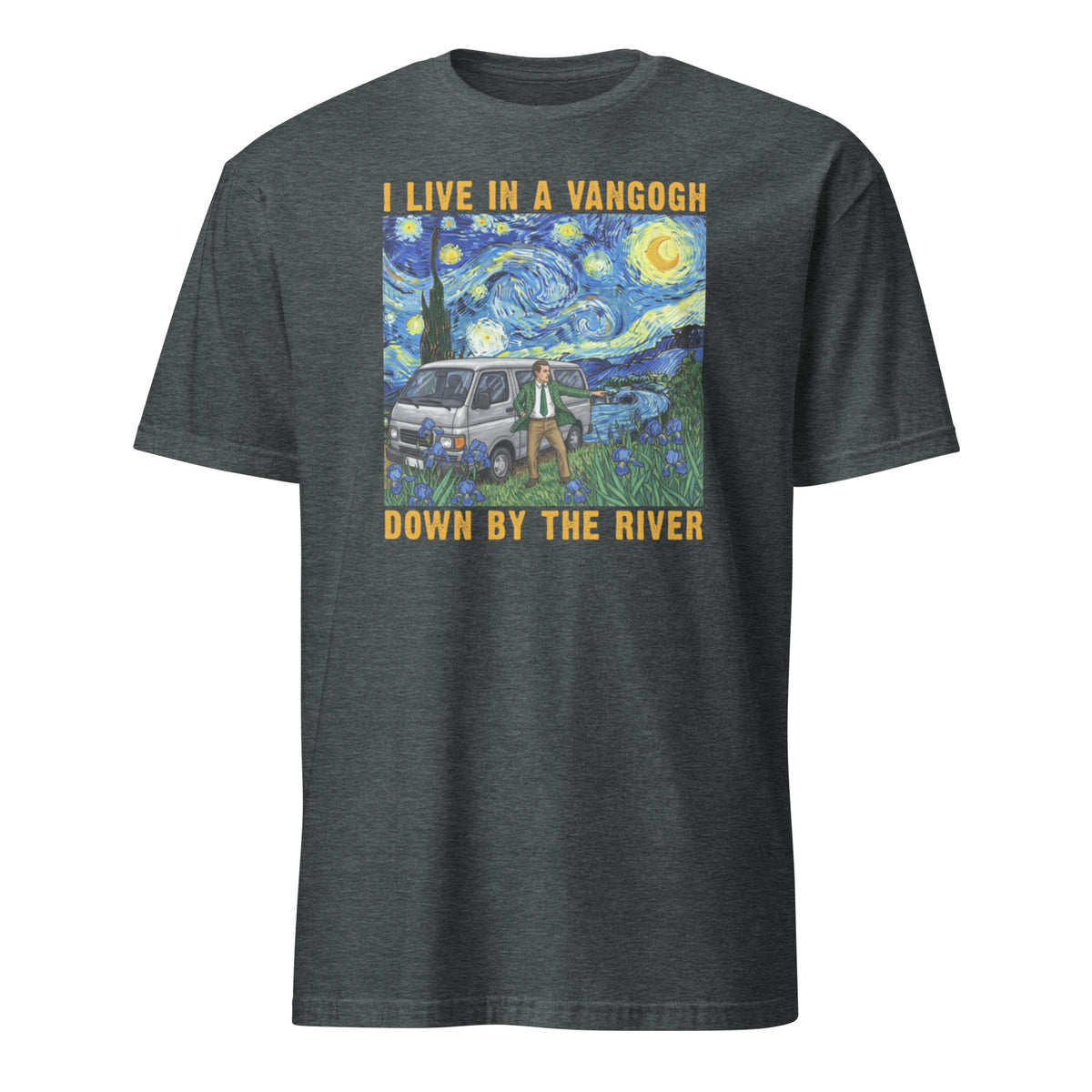Van Gogh Shirt Funny Art T Shirt Down By The River Cuccico in heather