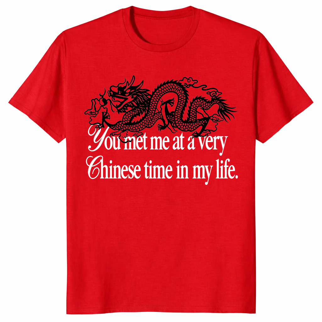 Very Chinese Time trending red dragon meme long sleeve t-shirt
