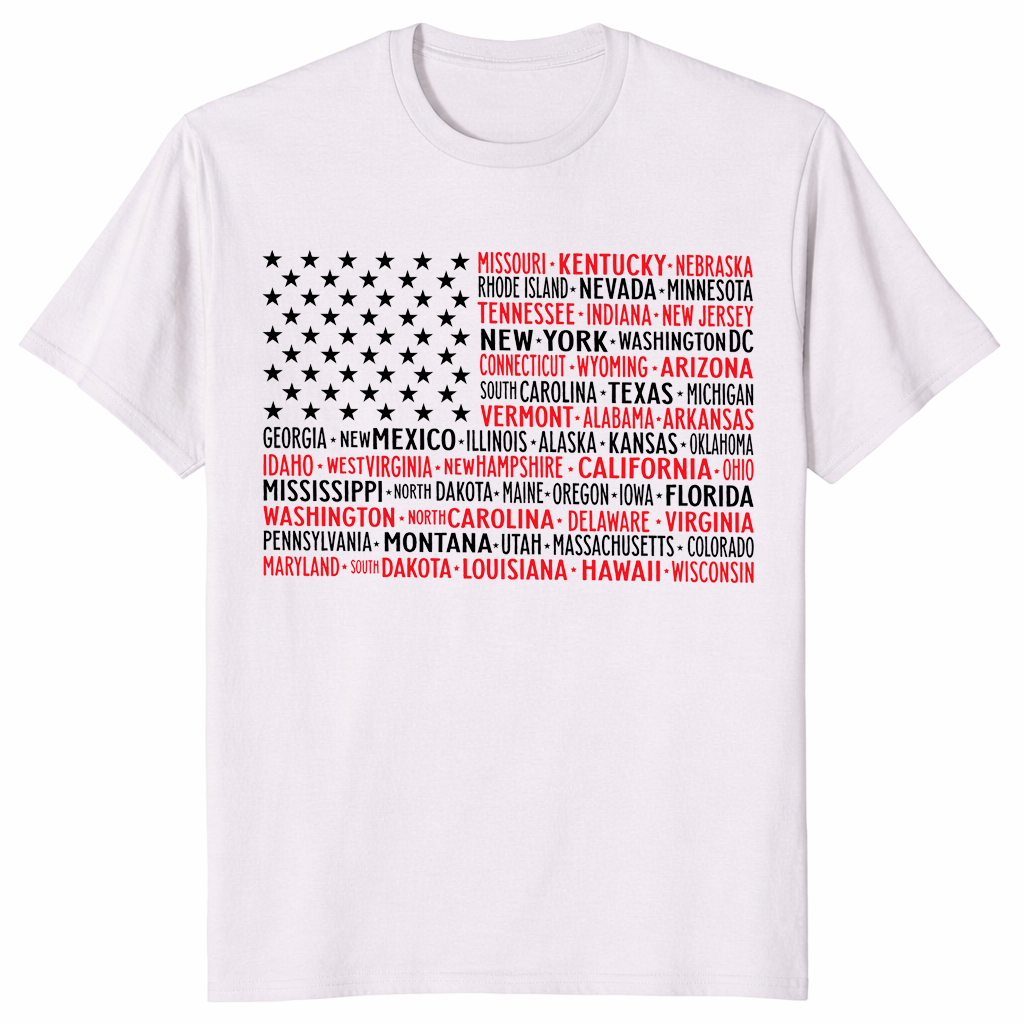 Vintage American Flag 4th of July T-Shirt with States — Patriotic USA Tee | Cuccico