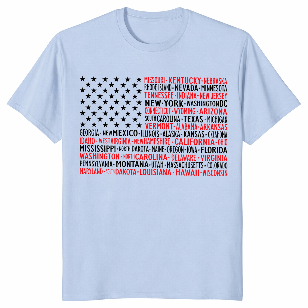 Vintage American Flag 4th of July T-Shirt with States — Patriotic USA Tee | Cuccico