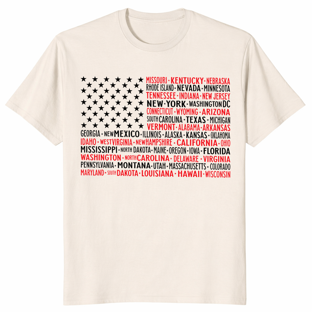 Vintage American Flag 4th of July T-Shirt with States — Patriotic USA Tee | Cuccico