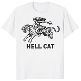 Vintage Cowgirl Hell Cat T-Shirt in white with retro tiger graphic