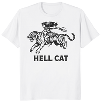 Vintage Cowgirl Hell Cat T-Shirt in white with retro tiger graphic