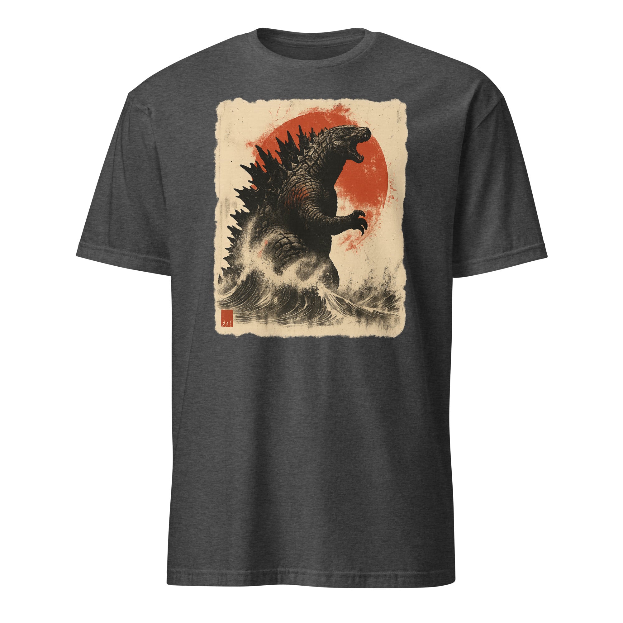 Retro Vintage Godzilla Great Wave T-Shirt in Heather Navy by Cuccico