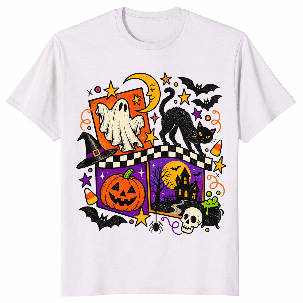 Vintage halloween shirt in ice grey