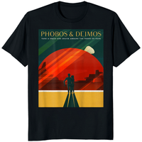 Cuccico Retro Space Poster T-Shirt Vintage Mars Travel in Black