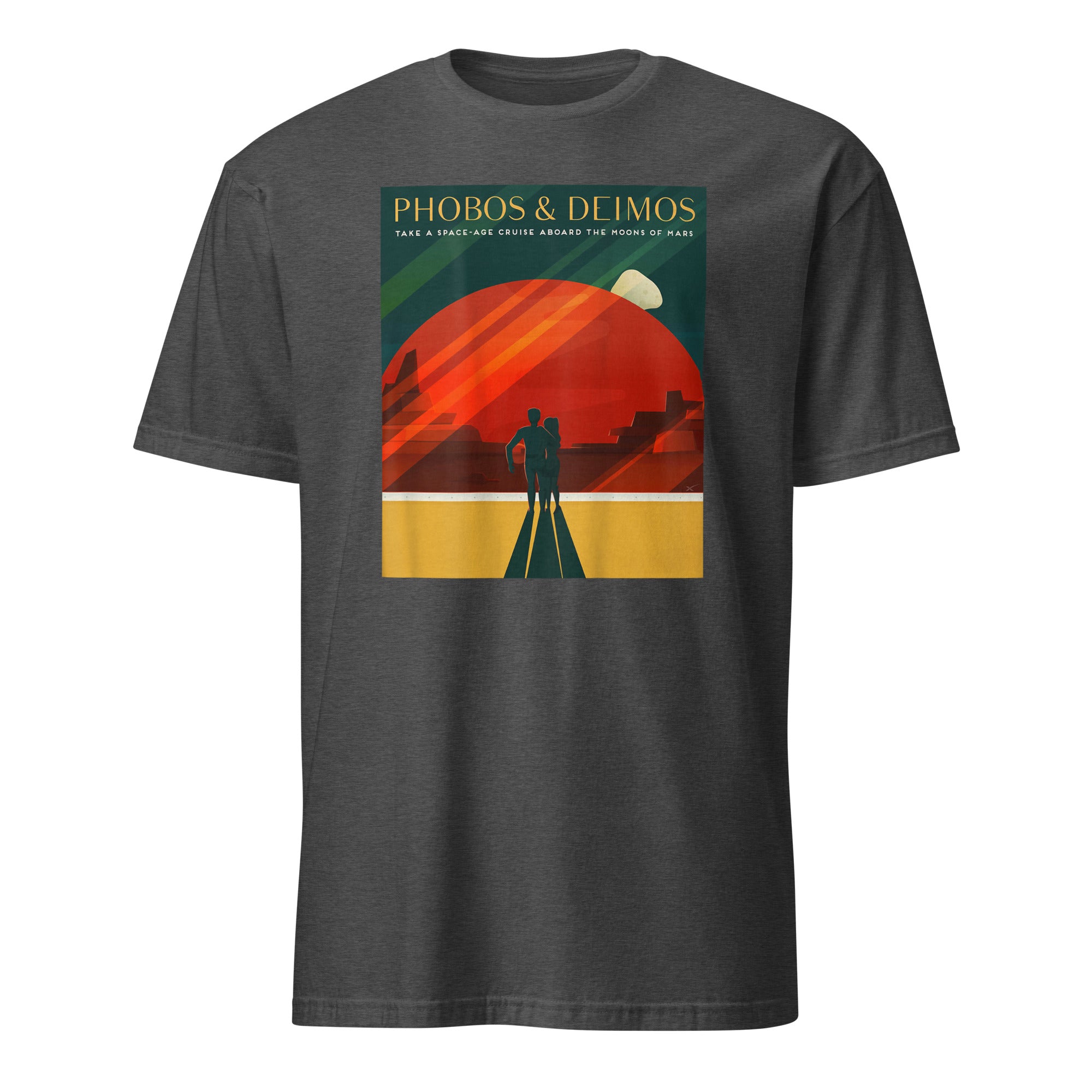 Cuccico Retro Space Poster Tee Mars Travel Vintage in Dark Heather Grey
