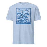 Cuccico Vintage Wildflowers Retro Flowers Shirt in Light Blue with pressed flower illustration