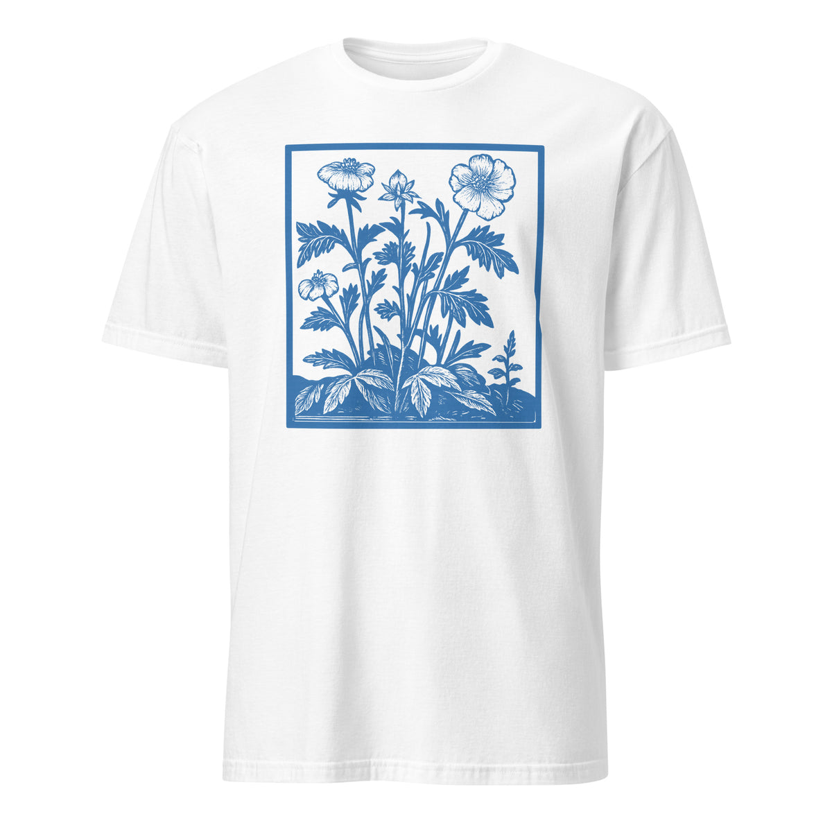 Cuccico Vintage Wildflowers Retro Flowers Shirt in White with Pressed Flowers design