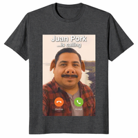 Viral TikTok meme graphic tee featuring Juan Pork phone call design