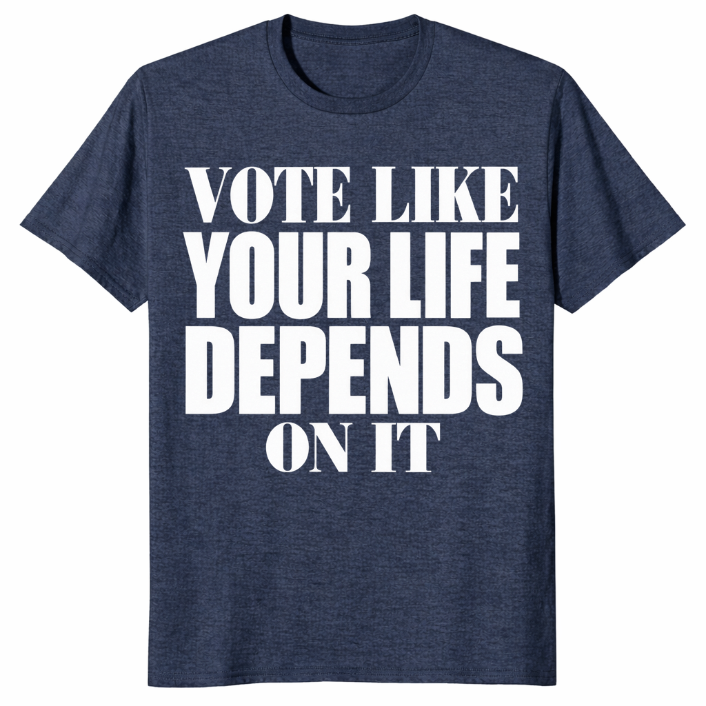 Vote like your life shirt in Dark Heather