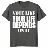 Vote like your life shirt in Heather Navy