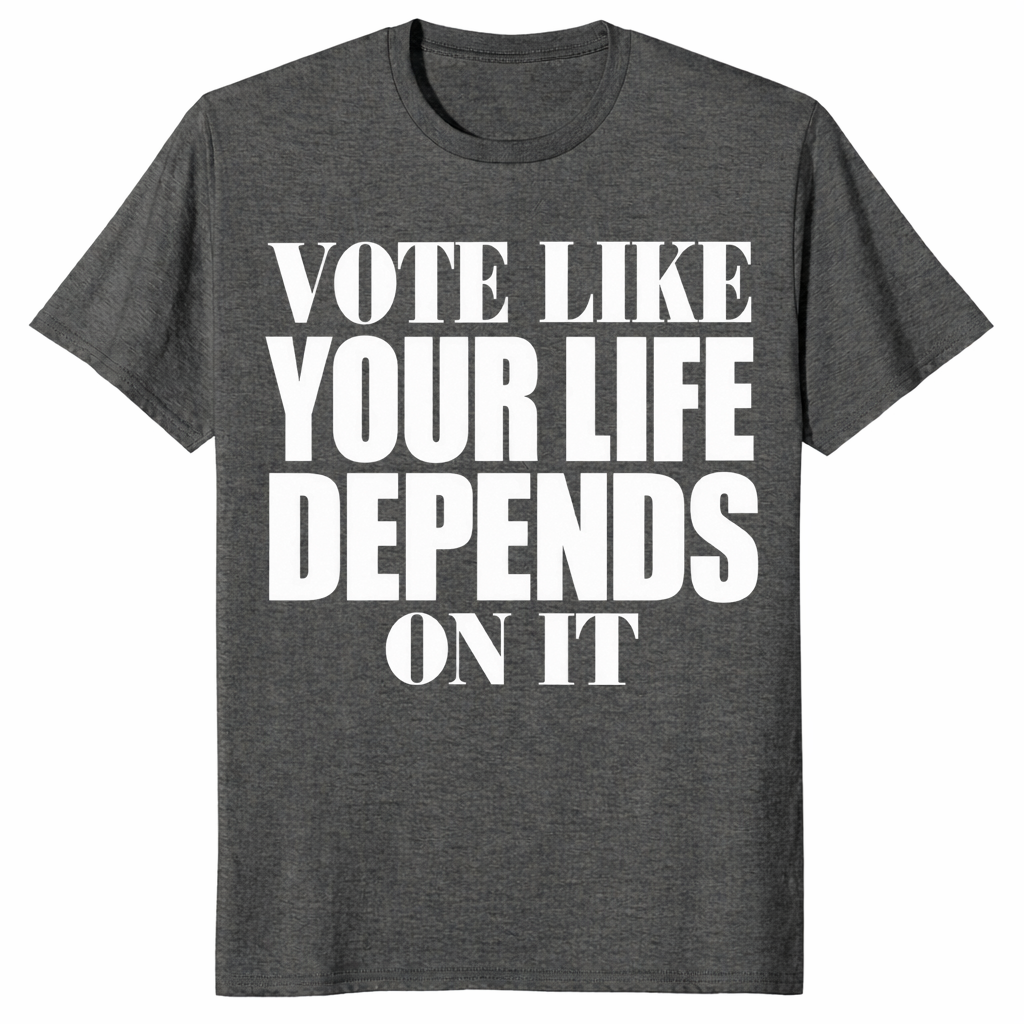 Vote like your life shirt in Heather Navy
