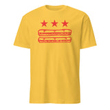 Daisy yellow Washington DC foodie protest tee with Sandwich Guy parody design by Cuccico