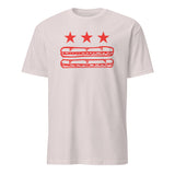 Ice grey Washington DC foodie protest tee featuring Sandwich Guy parody DC Flag Sub design by Cuccico