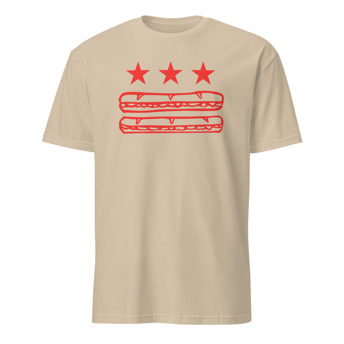 Sand color DC Flag Sub Sandwich Shirt, Sandwich Guy protest parody tee by Cuccico