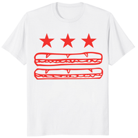 White Washington DC foodie protest tee with Sandwich Guy parody and DC Flag Sub design by Cuccico