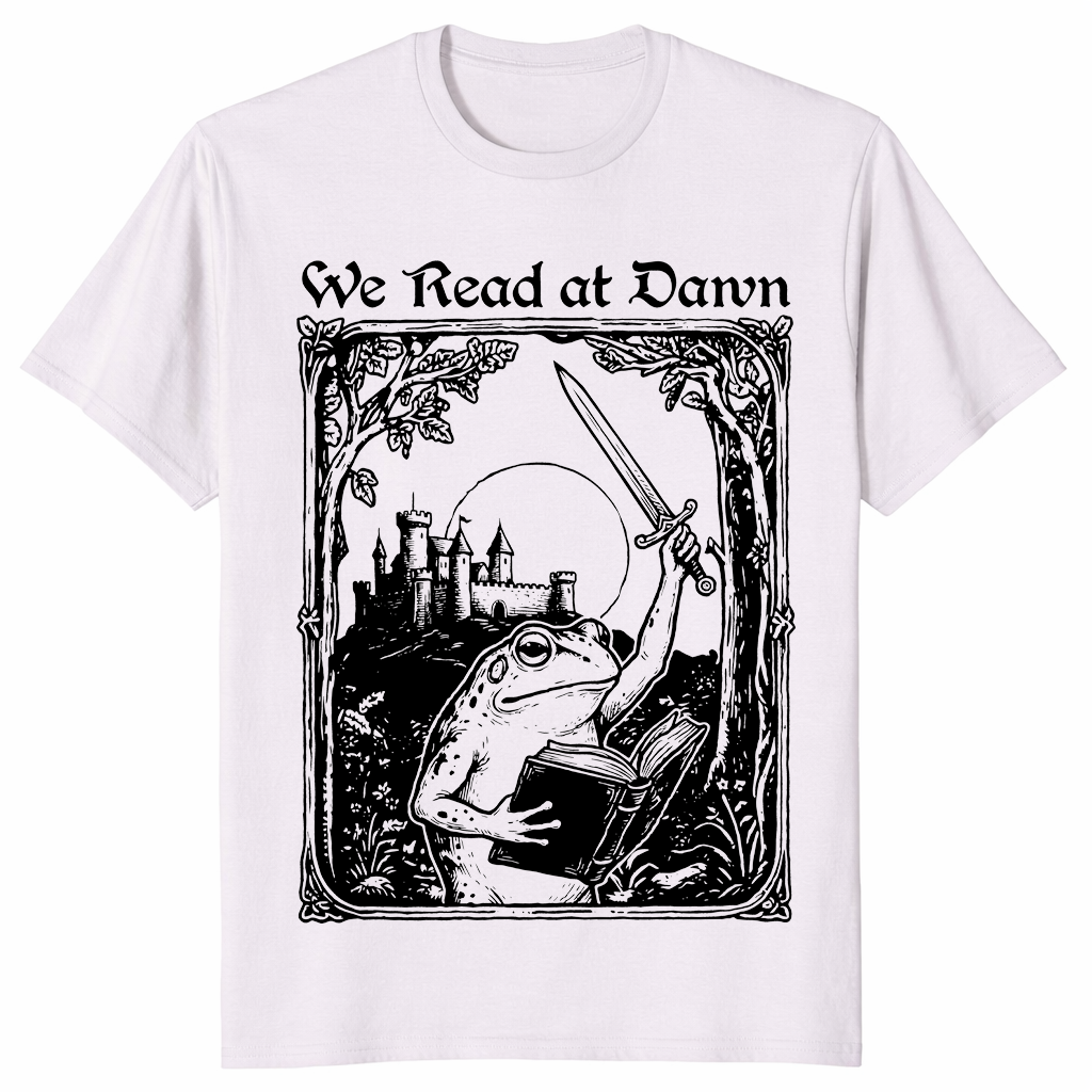 We read at dawn frog shirt in ice grey