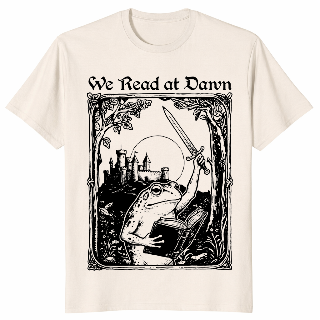 We read at dawn frog shirt in natural